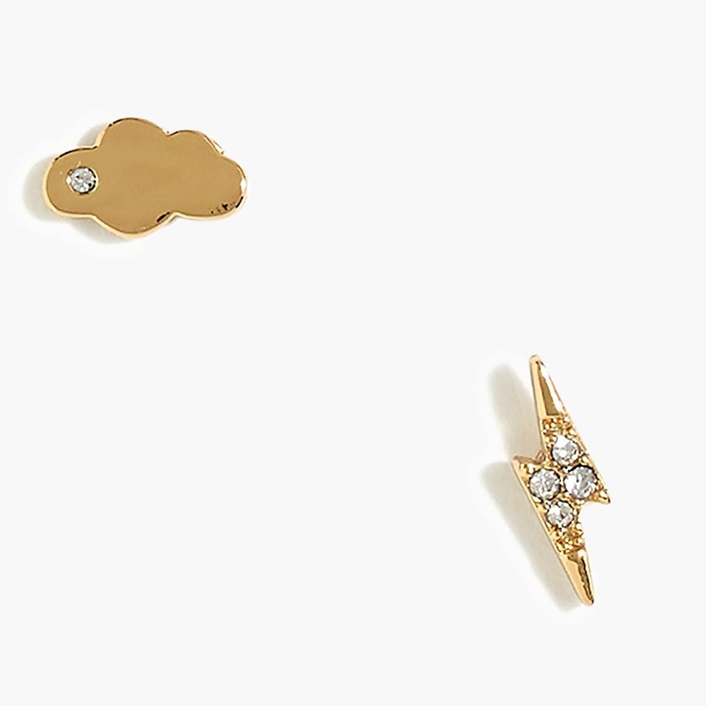 NWT J. Crew Gold Diamond Cloud Lightning Earrings